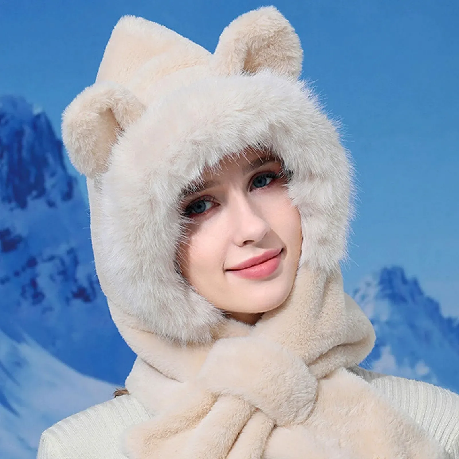 Шапка-вушанка зимова з капюшоном YNPQTDS Тваринка, фото №9