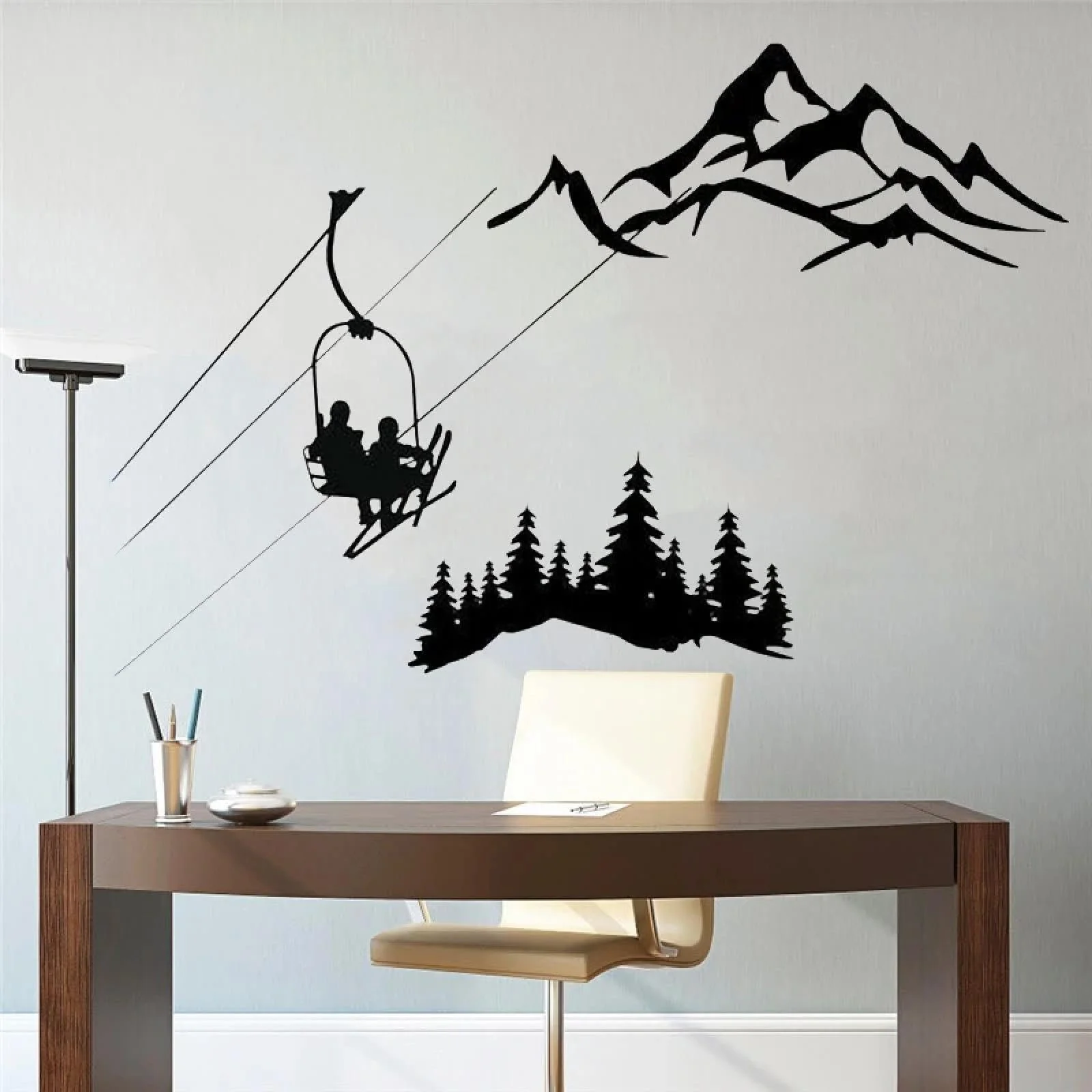 Наклейка на стіну Ski Lift Mountain Artwork Pine вінілова, фото №3 Наклейка на стіну Ski Lift Mountain Artwork Pine вінілова, фото №3