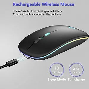 Миша Бездротова BQSS 2.4 GHz USB ресивер 1600 DPI оптичне відстеження тихі натискання перезаряджувана LED чорна synthetic.ua - Фото 1