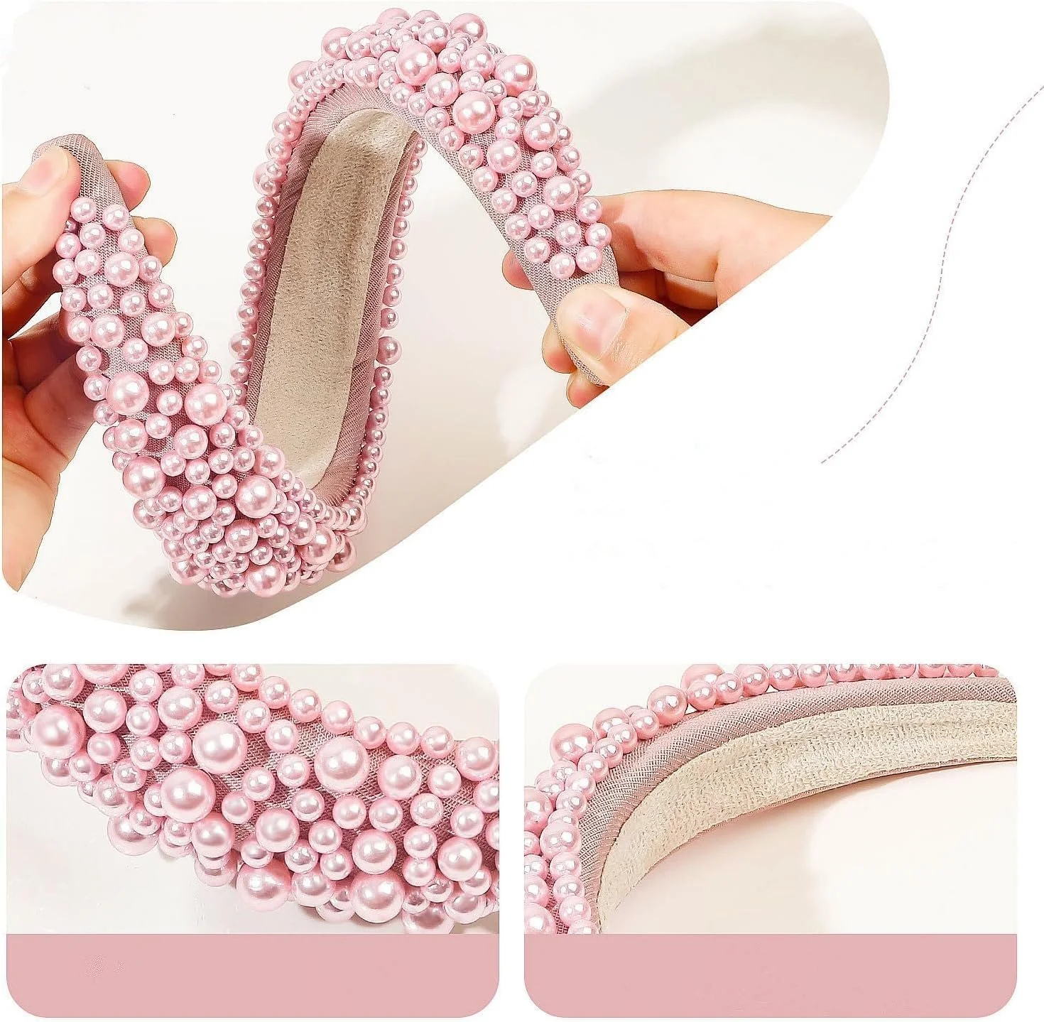 Обруч TRIXES з рожевими перлинами, фото №5