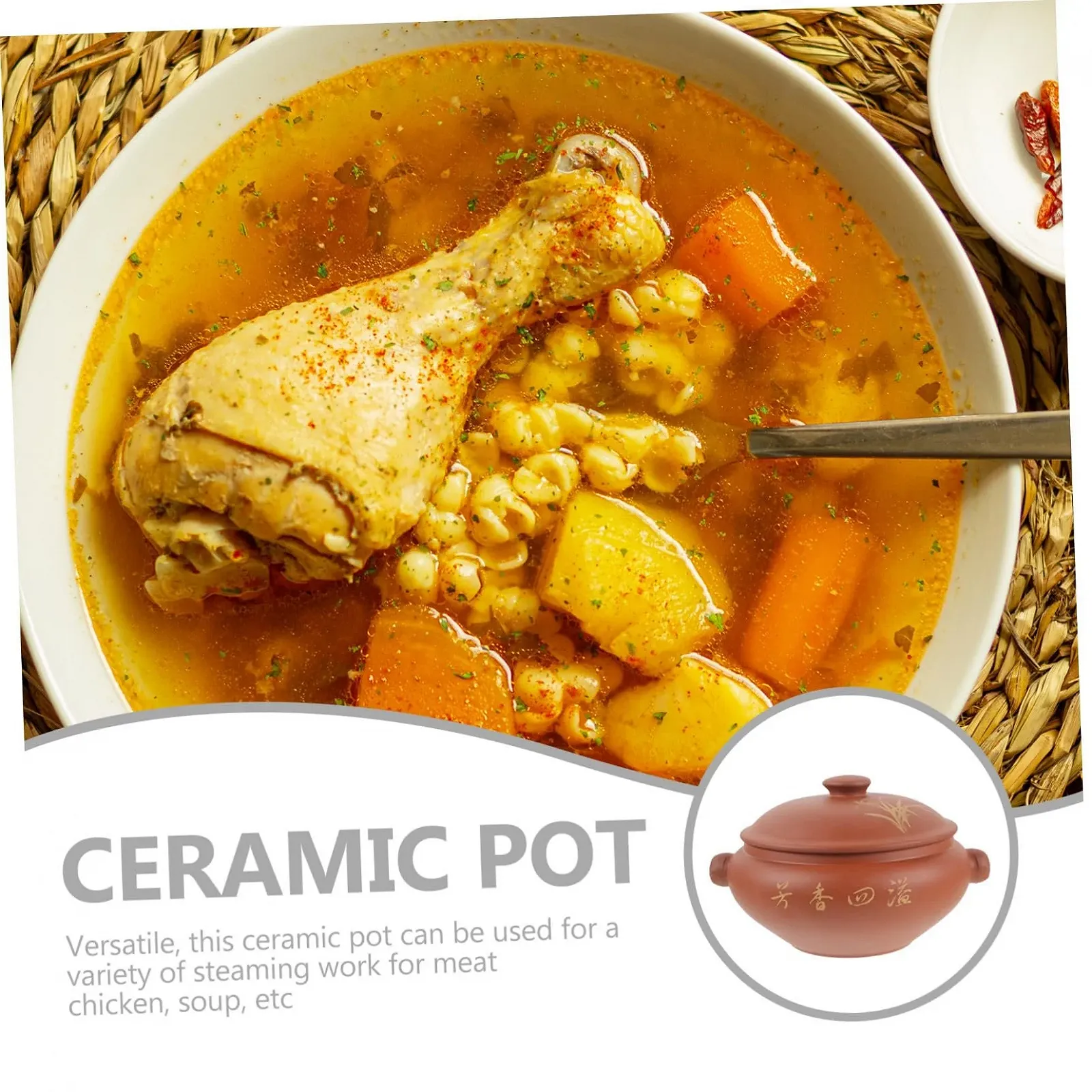 Пароварка керамічна для м'яса овочів та супів термозберігаюча, фото №7