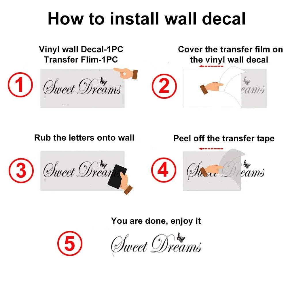 Наклейка на стіну SNOMEL Sweet Dreams 58 см x 16 см Вінілова, фото №4