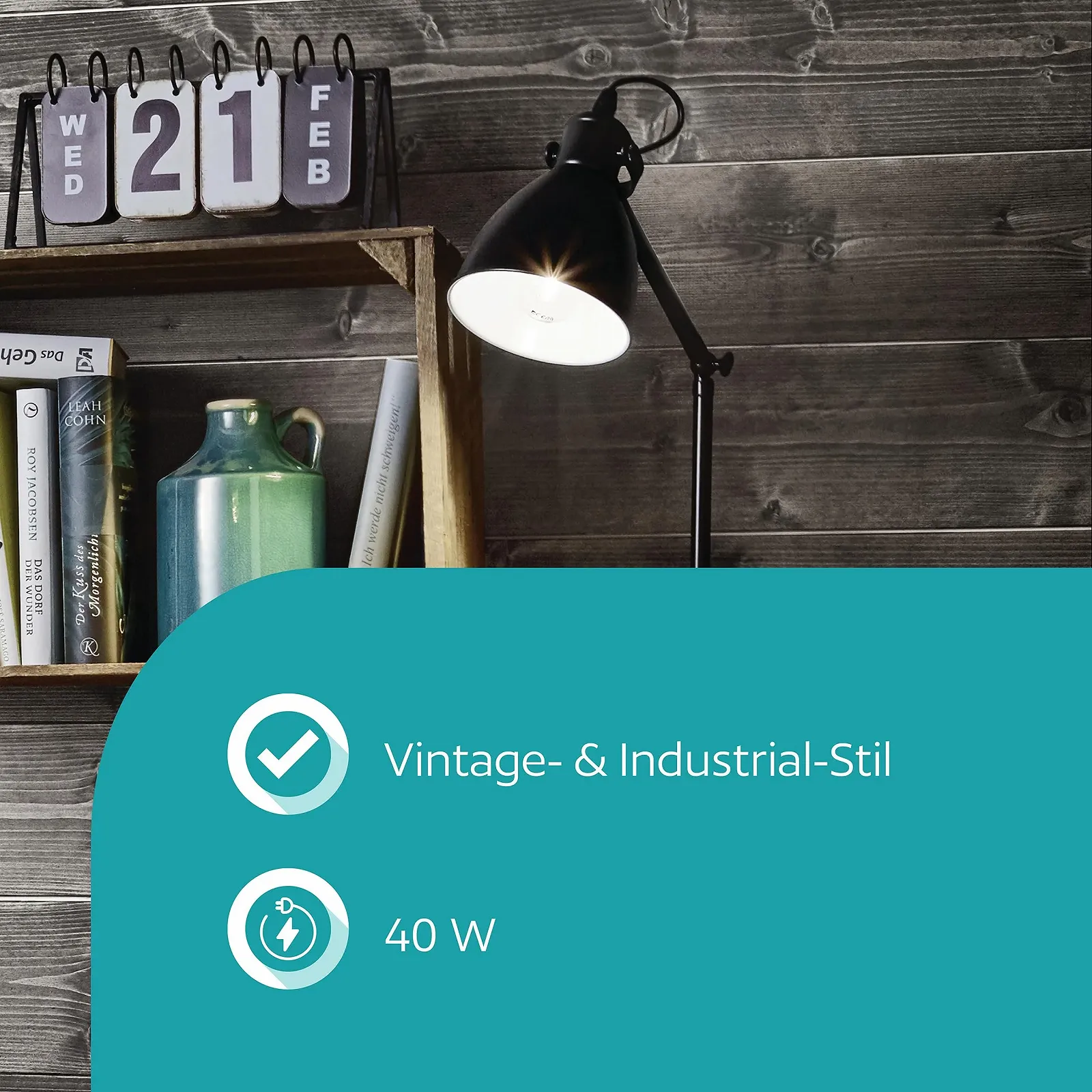 Настольная лампа EGLO Priddy Vintage Industrial Steel E27 Черная/Белая, фото №2