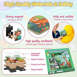 Магнитный пазл Животные 3-в-1 122 детали (25-30-42 элемента) - Фото 1