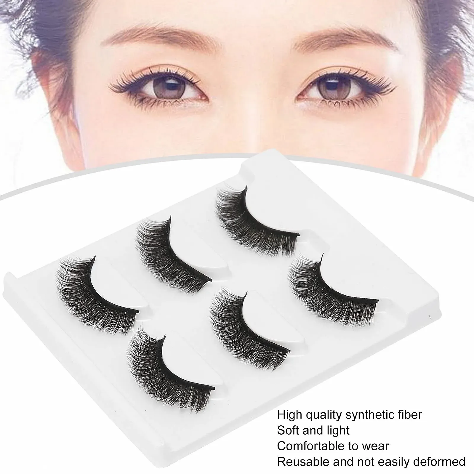 Накладные ресницы Fluffy Длинные Толстые Кудрявые Натуральные для ежедневного макияжа для кошачьего взгляда (E05), фото №2