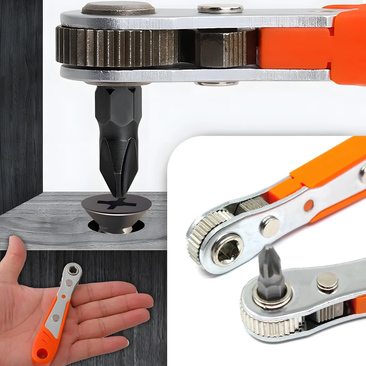 Набір викруток з тріскачкою 1/4 Магнітний Phillips Slotted Torx Hex 19 предметів, фото №5