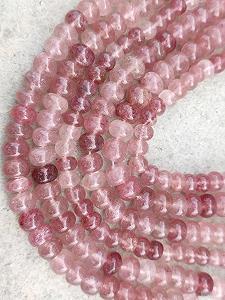 Круглые бусины рондель розовая клубника 8-9 мм - Фото 1