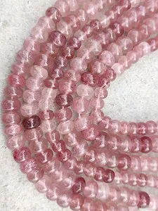 Круглі намистини рондель рожева полуниця 8-9 мм - Фото 1