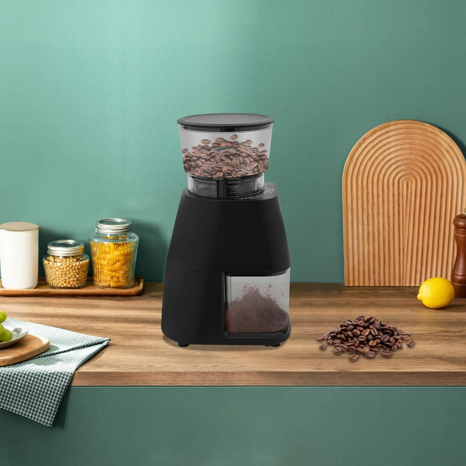 Кавомолка електрична конічна з регулюванням помелу 30 рівнів для еспресо/френч-пресу, фото №4