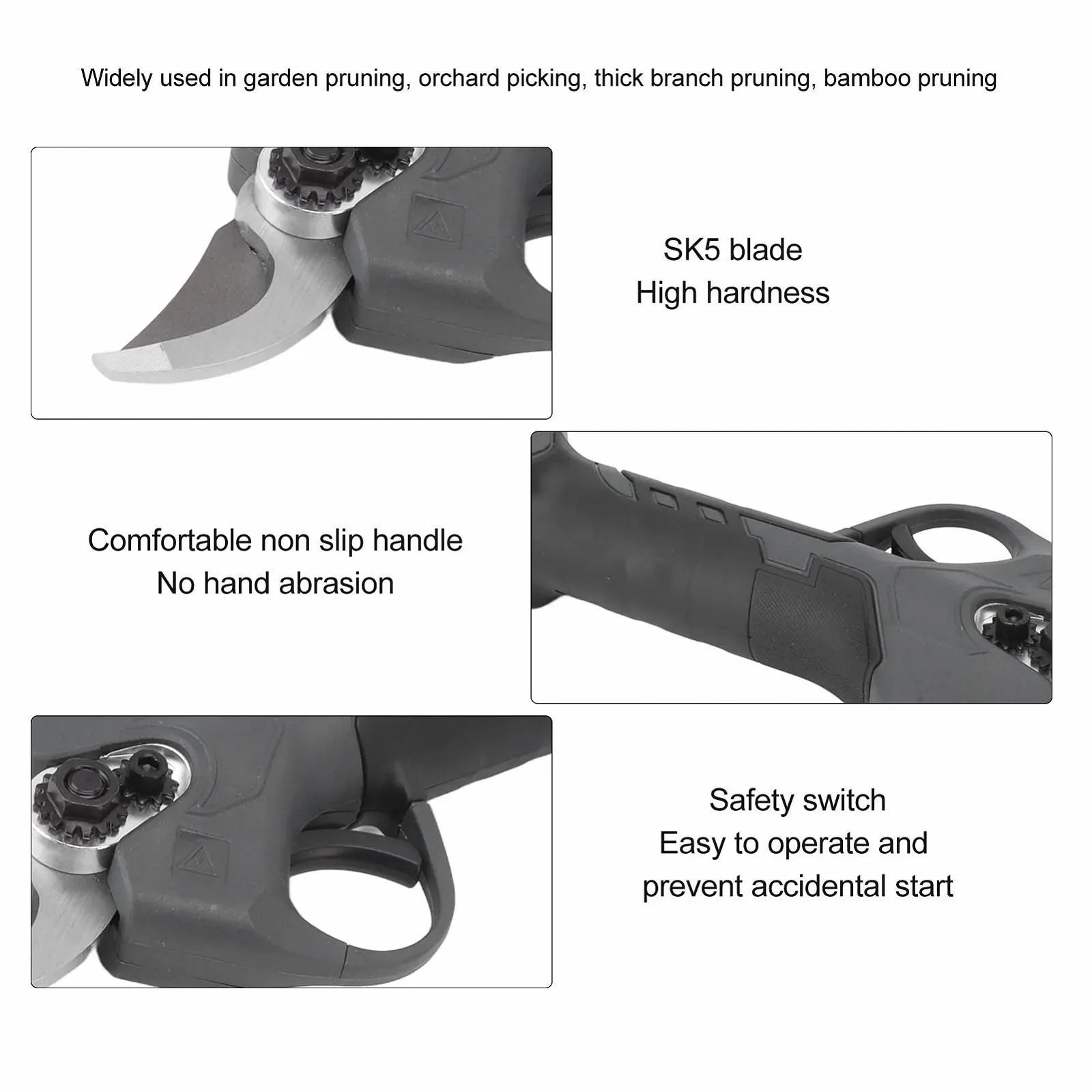 Електричний секатор Акумуляторний 40 мм Чорний, фото №6