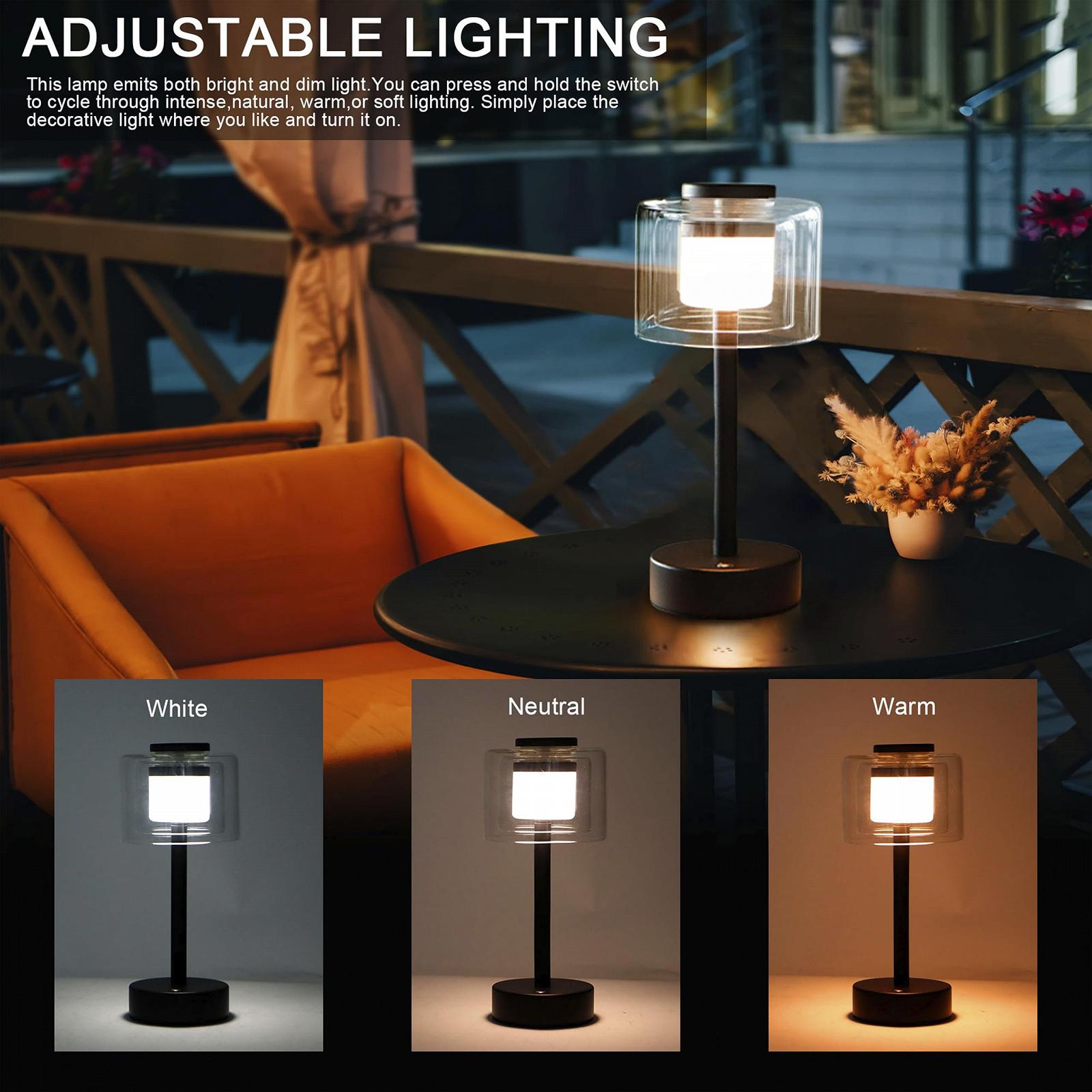 Настільна лампа JHY DESIGN Металева на батарейках з лампочкою 22 см, фото №4