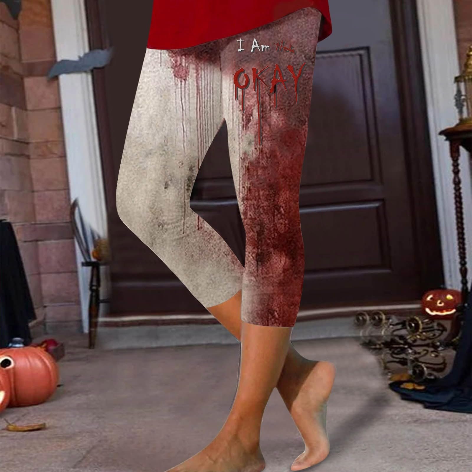 Легінси Спортивні Для фітнесу Laufhose Halloween Blutspritzer Drucken Безшовні, М'які, Еластичні з високою талією, фото №2