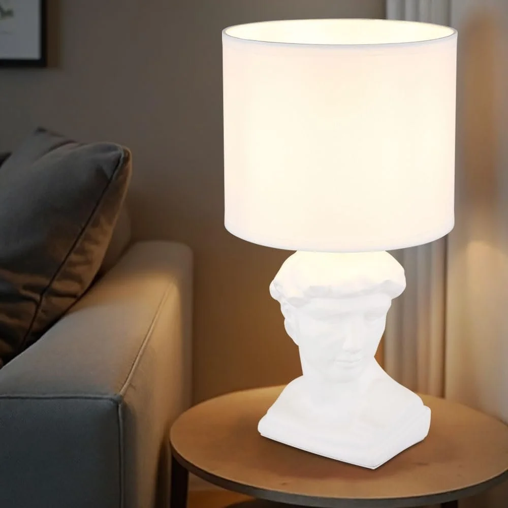 Настольная лампа GLOBO LIGHTING Caesar Статуя Керамика Текстиль E14 17.5 x 33 см Белый, фото №4