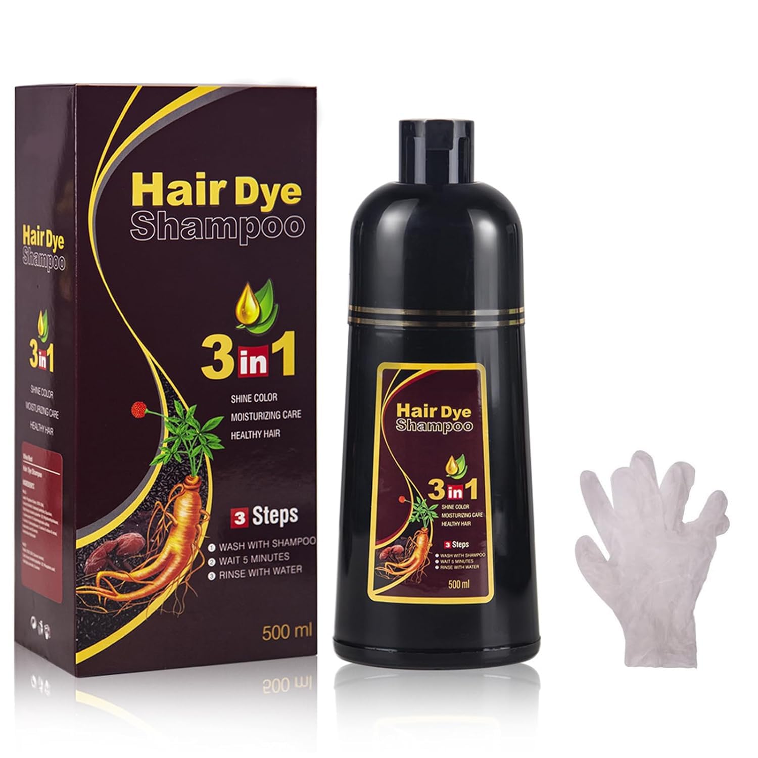 Шампунь Pemarlis Instant Hair Shampoo 500 мл Натуральний чорний 3 в 1 для чоловіків і жінок, фото №7