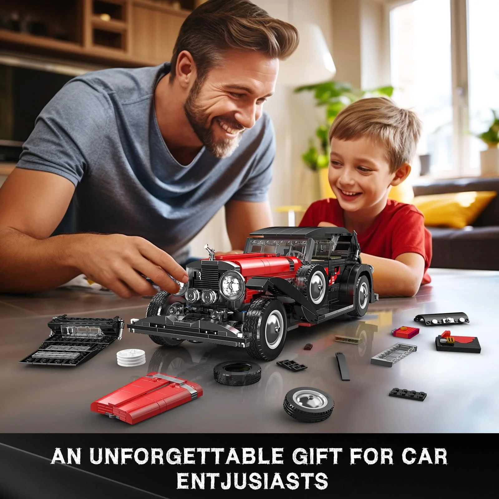 Конструктор Mould King Винтажный Автомобиль MOC Technik 10114, набор строительных блоков, модель спортивного автомобиля, набор блоков для зажима для детей/взрослых коллекционеров (1308+), фото №7