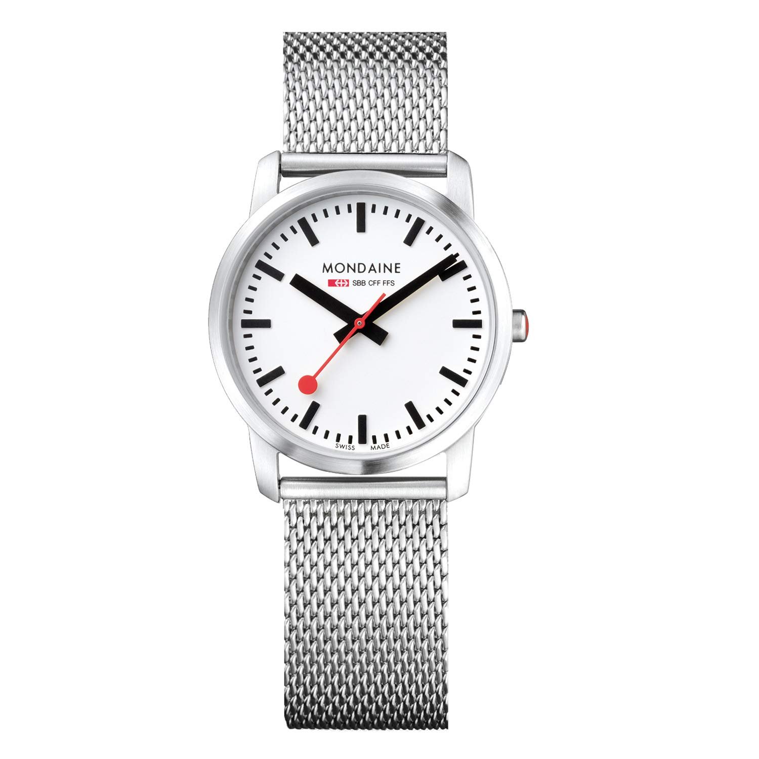 Часы Mondaine Official Swiss Railways Женские часы, Тонкий корпус, Серебристый сетчатый ремешок, Сапфировое стекло, фото №1