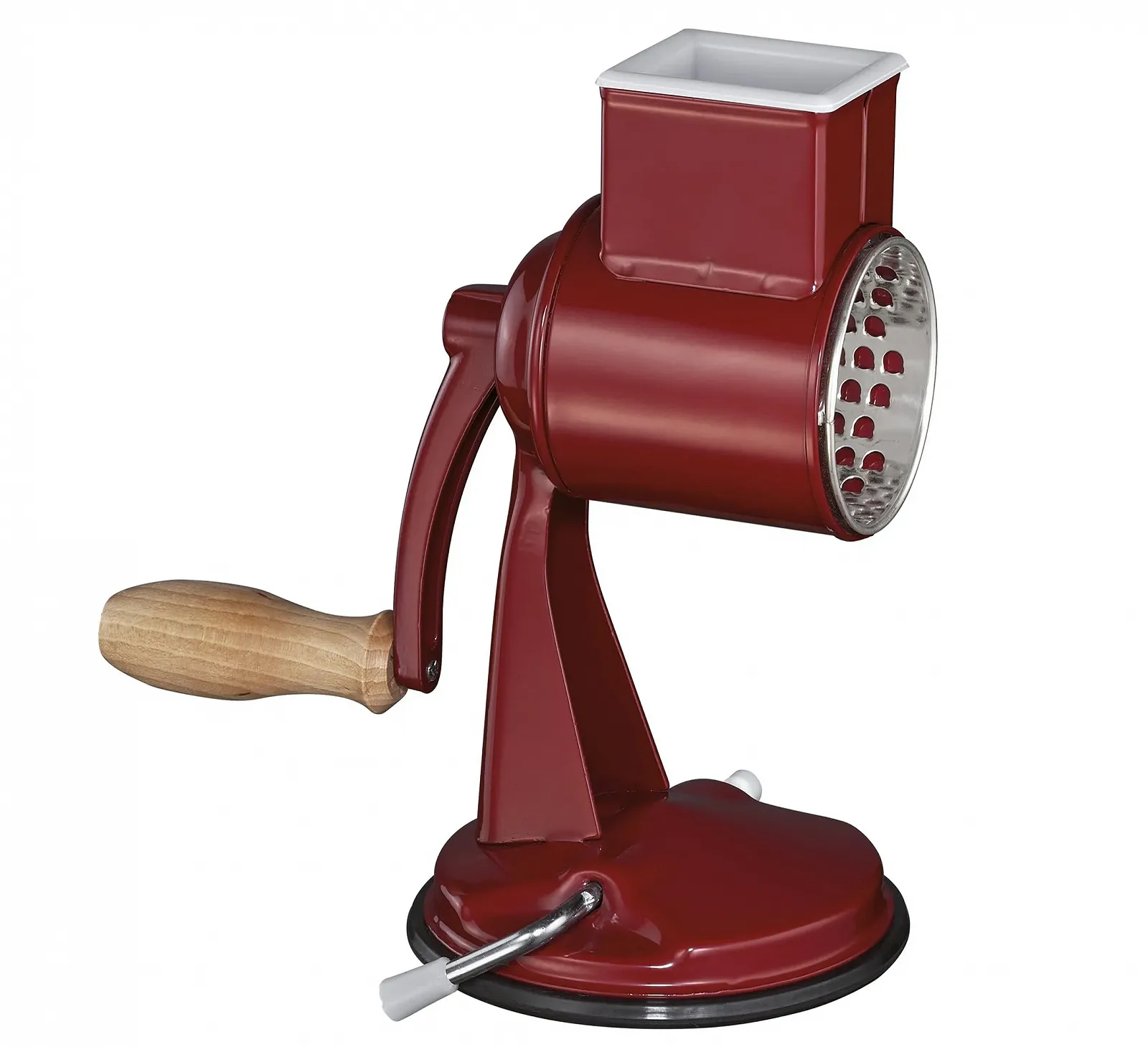 Терка Zassenhaus Classic барабанна ручна, метал фарбований, дерево бук, нержавіюча сталь, на присосці, фото №1