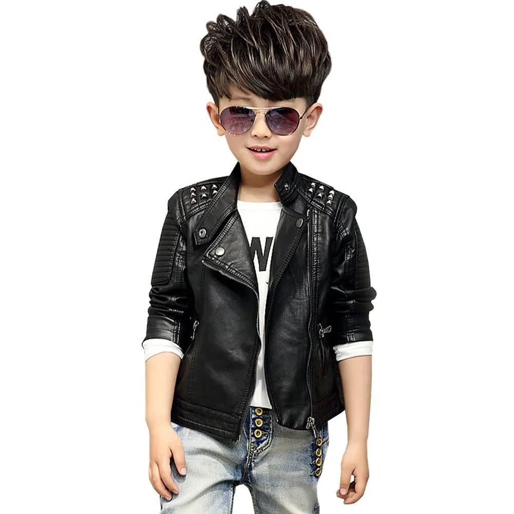 Куртка зі штучної шкіри для хлопчиків SXSHUN з пухнастою підкладкою, фото №1 Куртка зі штучної шкіри для хлопчиків SXSHUN з пухнастою підкладкою, фото №1