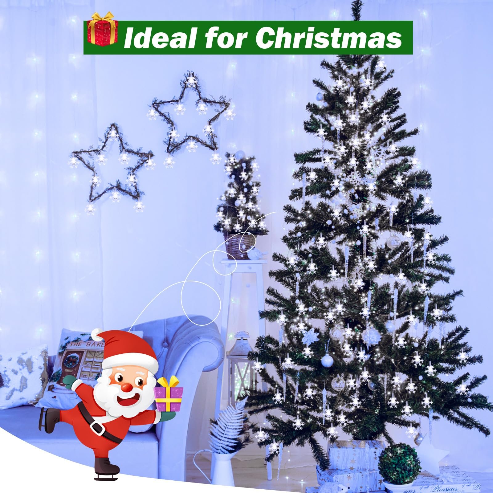 Гирлянда Cshare LED Fairy Lights Снежинка 6 м 40 LED Холодный Белый, фото №4