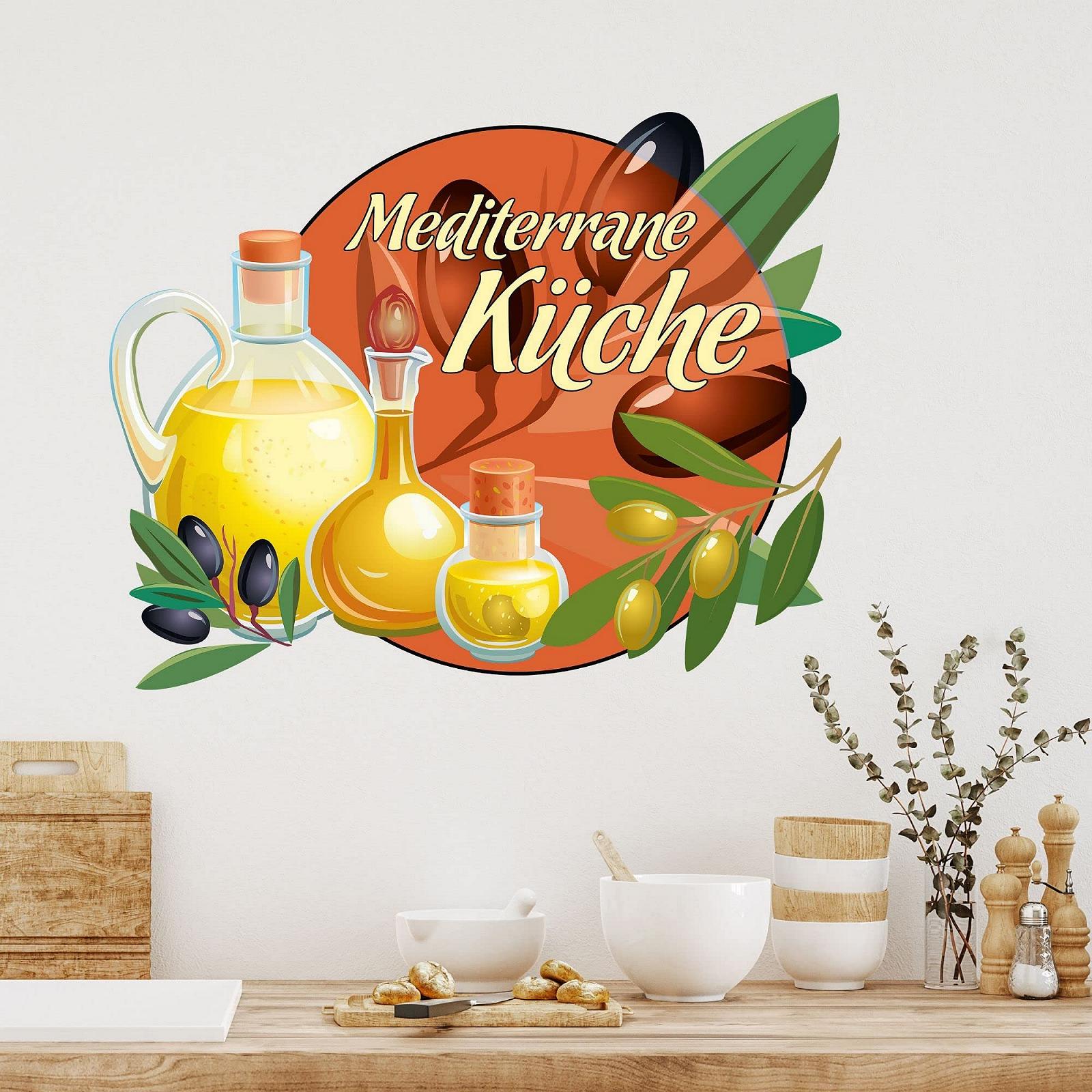 Наклейка на стіну Mediterranean Kitchen with Oil and Olives 37 x 30 см, фото №2 Наклейка на стіну Mediterranean Kitchen with Oil and Olives 37 x 30 см, фото №2