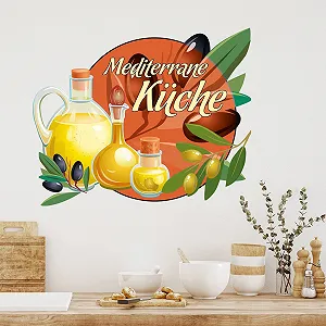 Наклейка на стіну Mediterranean Kitchen with Oil and Olives 37 x 30 см synthetic.ua - Фото 1