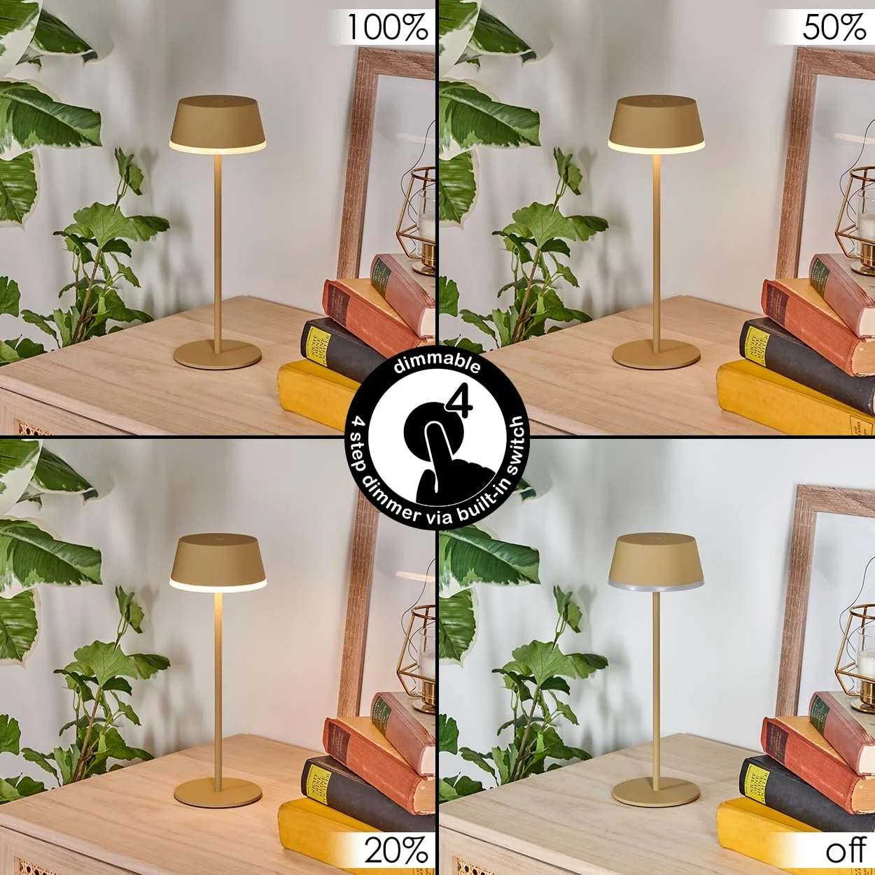 Настільна лампа LED HOFSTEIN Romdrup Метал/Пластик USB-C Акумулятор IP44 Пісочний/Білий, фото №3