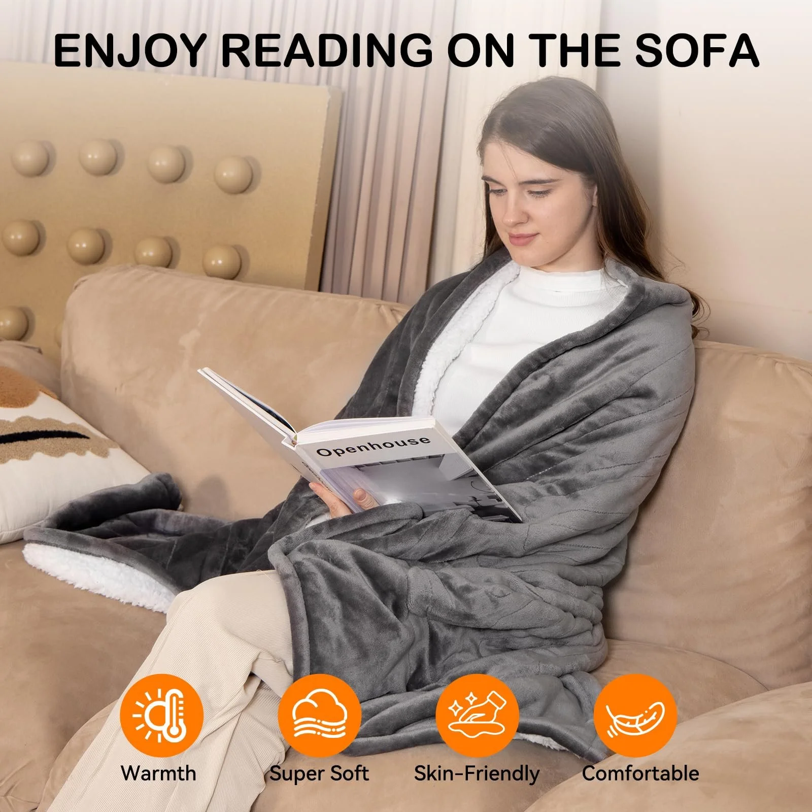 Электрическое одеяло Tiazhan 152 x 127 см Серый, фото №7