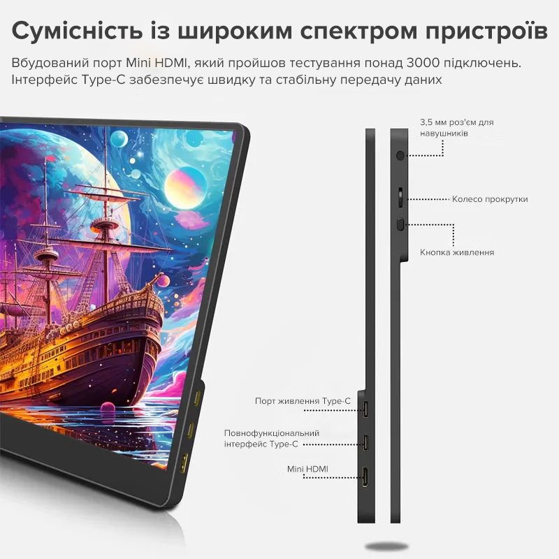 Портативний монітор GenMachine 1080p /18” / Full HD / HDR / 100Hz / 16:9, фото №4