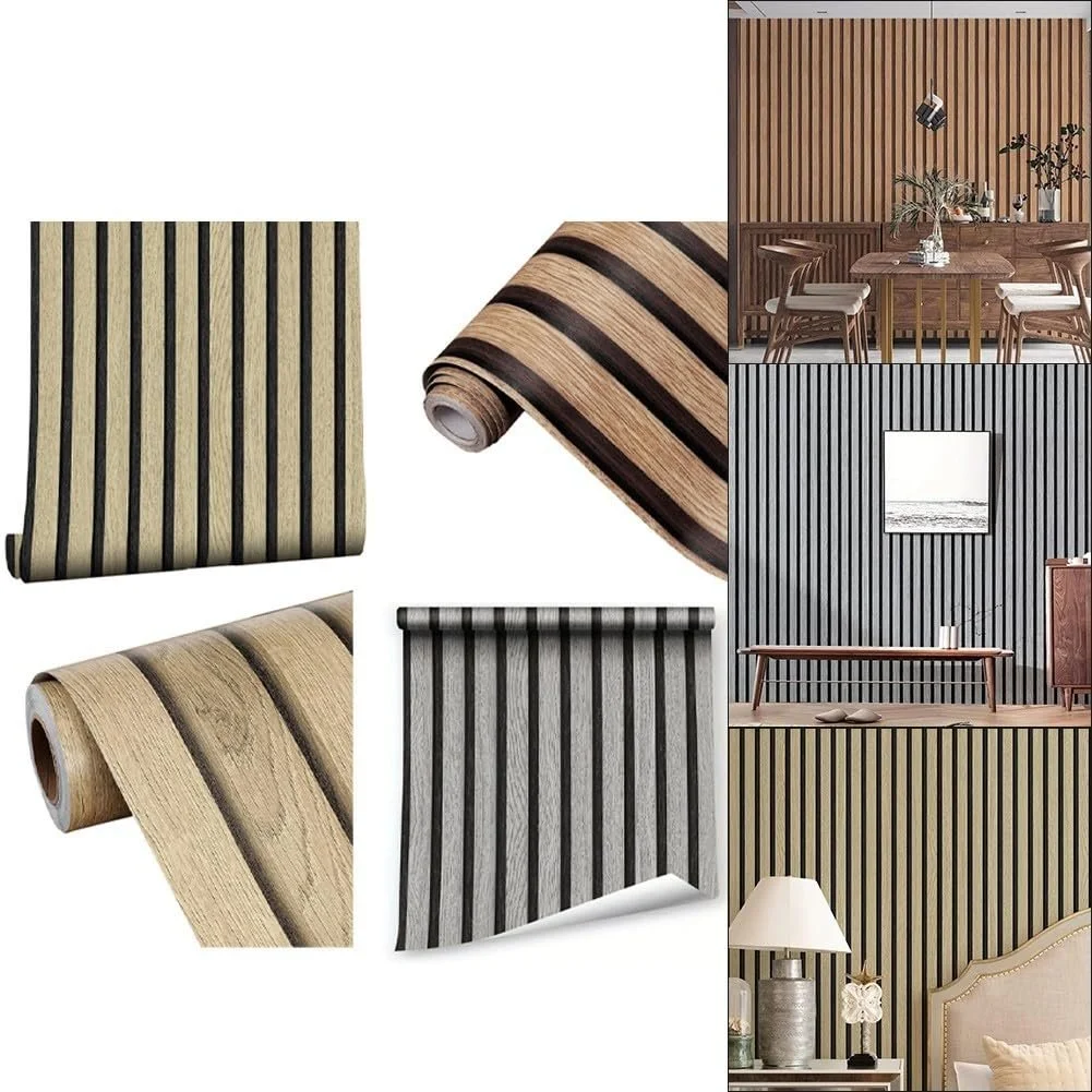 Наклейки на стіну 2 шт. 3D-ефект дубових планок Коричневий, фото №4