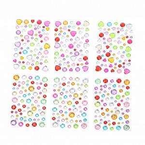 Наклейки со стразами Тип PLAFOPE 12 листов для лица, волос, ногтей, макияжа, для глаз, детские, для компьютера - Фото 1