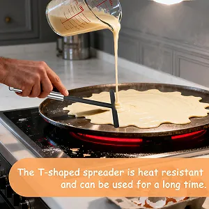 Набор для приготовления блинов Crepes Distributor Т-образный распределитель лопатка и кисточка 3 шт. Черный synthetic.ua - Фото 1
