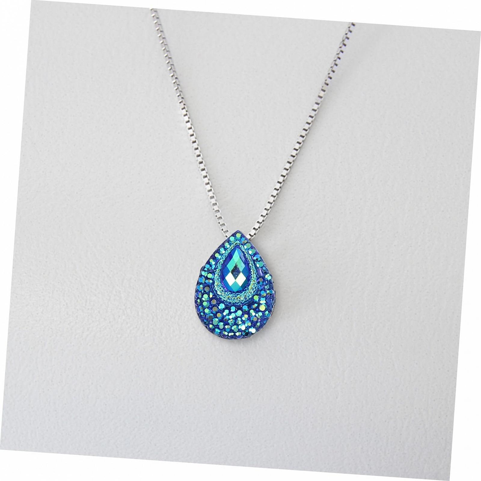 Стрази Крапля NUOBESTY 100 шт, смола, жовтий та синій, 18x13 мм, фото №6