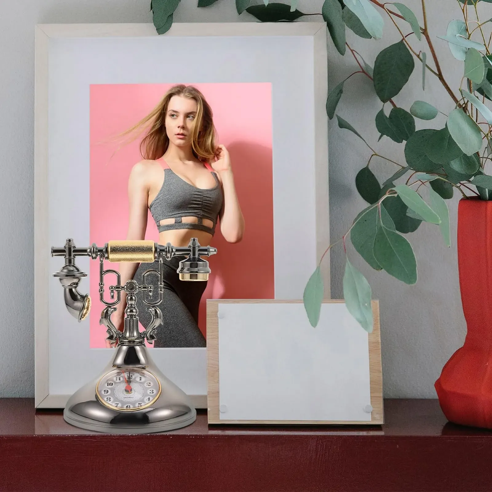 Настольные часы FUNOMOCYA в стиле ретро-телефона, пластиковые, для офиса и гостиной, уникальный настольный декор, дизайн в стиле ностальгии, фото №6