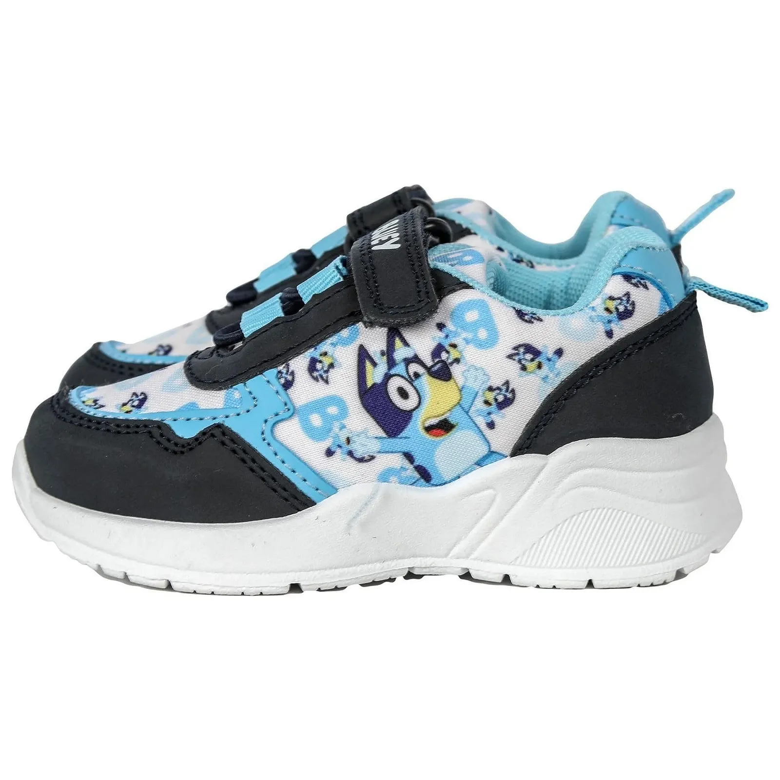 Кроссовки Bluey Для мальчиков Официальные детские персонажные Черный и Синий PU Кроссовки на липучке Легкая амортизирующая подошва Размеры 6-12 A2Z 4 Kids, фото №2
