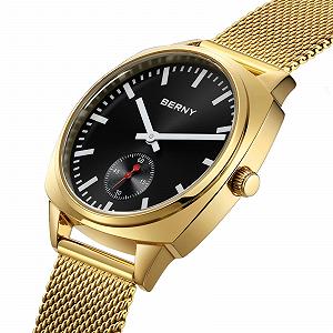 Часы Berny Золотые Классические Аналоговые Кварцевые Винтажные Минималистичные Женские synthetic.ua - Фото 1