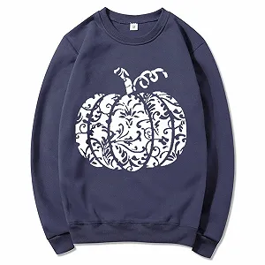 Свитшот Модный Хэллоуин Свободный с Длинным Рукавом Женский Свитшот Хэллоуин Пуловер Круглый Вырез Длинный Рукав Осенняя Рубашка Осенний Свитер для Женщин - Фото 1