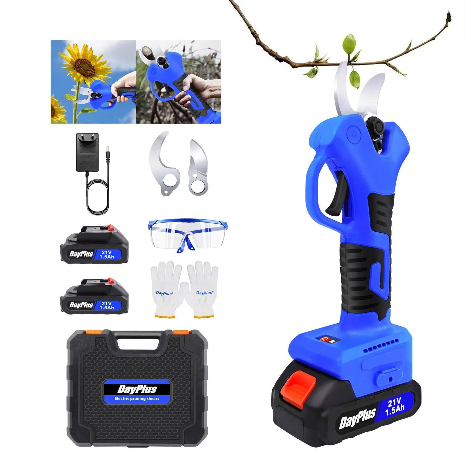 Садові ножиці акумуляторні, 21 V, з 2 акумуляторами 1.5 Ah, фото №1