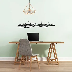 Наклейка на стіну Wandkings Skyline Wuppertal 80 x 14 см Чорна synthetic.ua - Фото 1