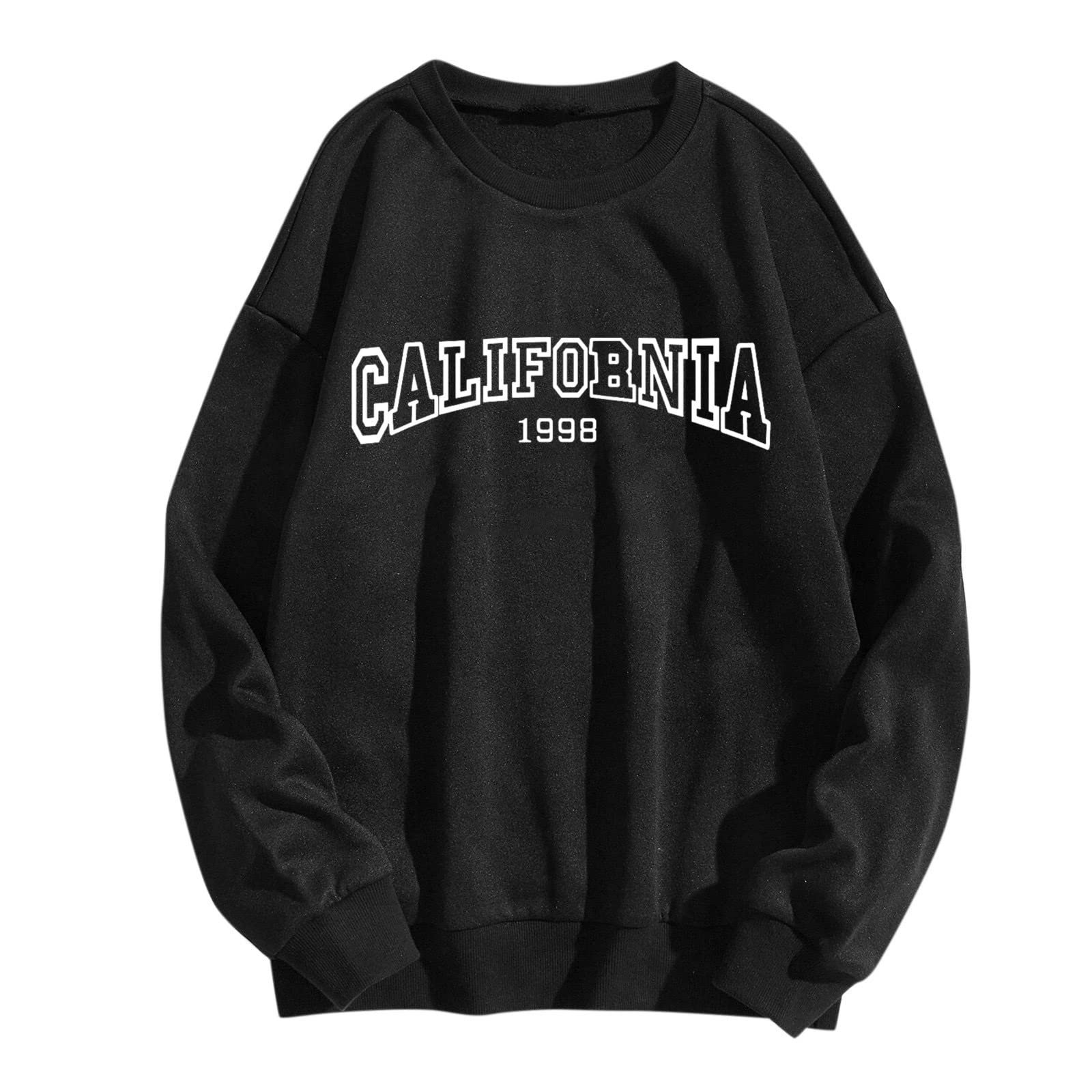 Женская Толстовка California Cute Принт Колледж Круглый вырез Los Angeles Backwoods Графика Длинный рукав Свободный California 1988, фото №1