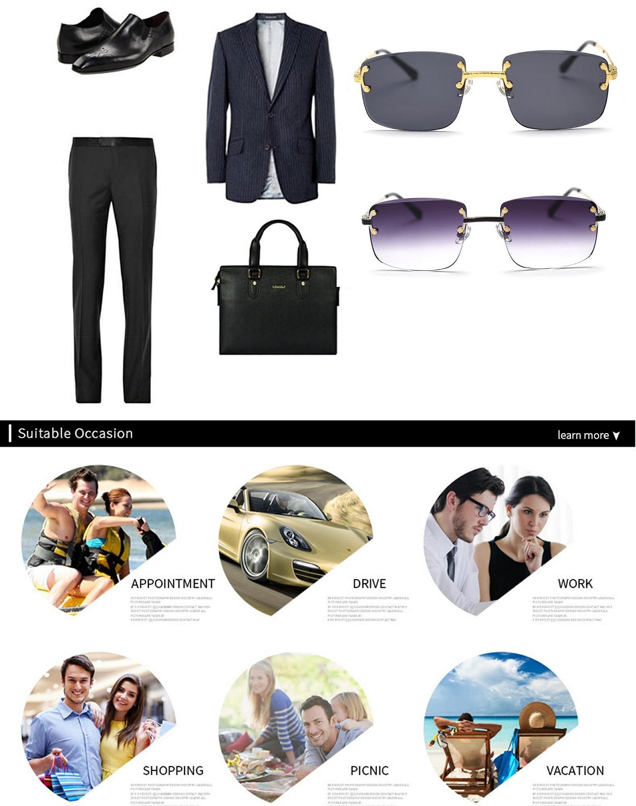 Без оправи Kachawoo Градієнтні сонцезахисні окуляри для жінок Ретро, фото №6