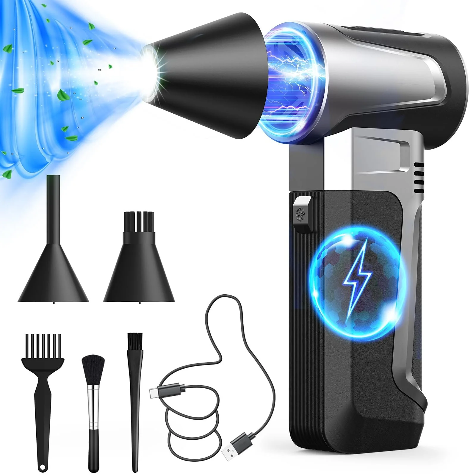 Электрическая воздуходувка 160,000 RPM 3 скорости USB 5000mAh, фото №1 Электрическая воздуходувка 160,000 RPM 3 скорости USB 5000mAh, фото №1