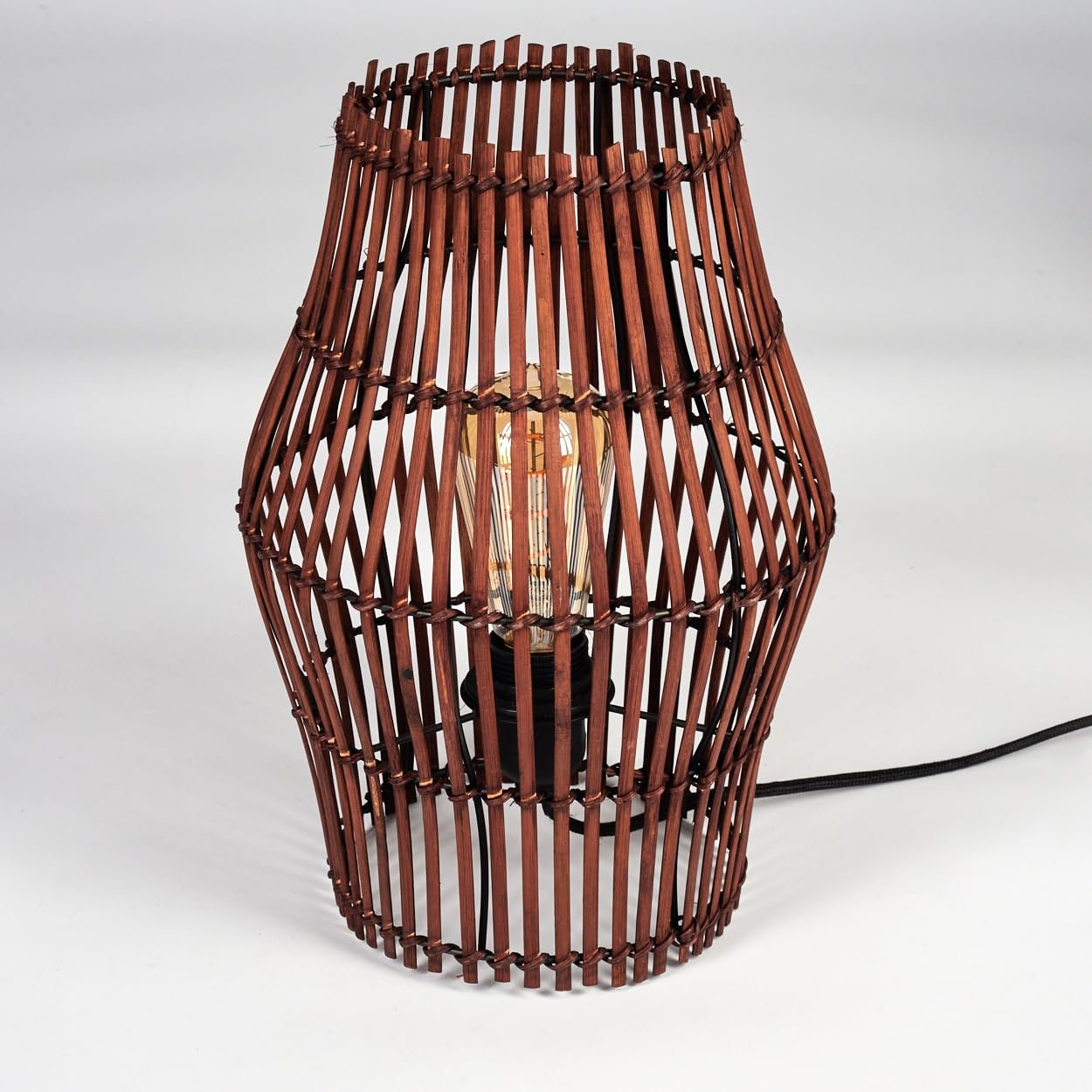 Настільна лампа HOFSTEIN Cardeira метал/бамбук E27 32 см Чорний/Коричневий, фото №9