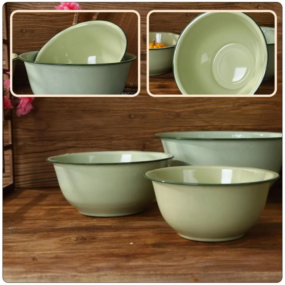 Набор мисок VICASKY Vintage эмалированные с крышкой 4 шт. 18 см, фото №4