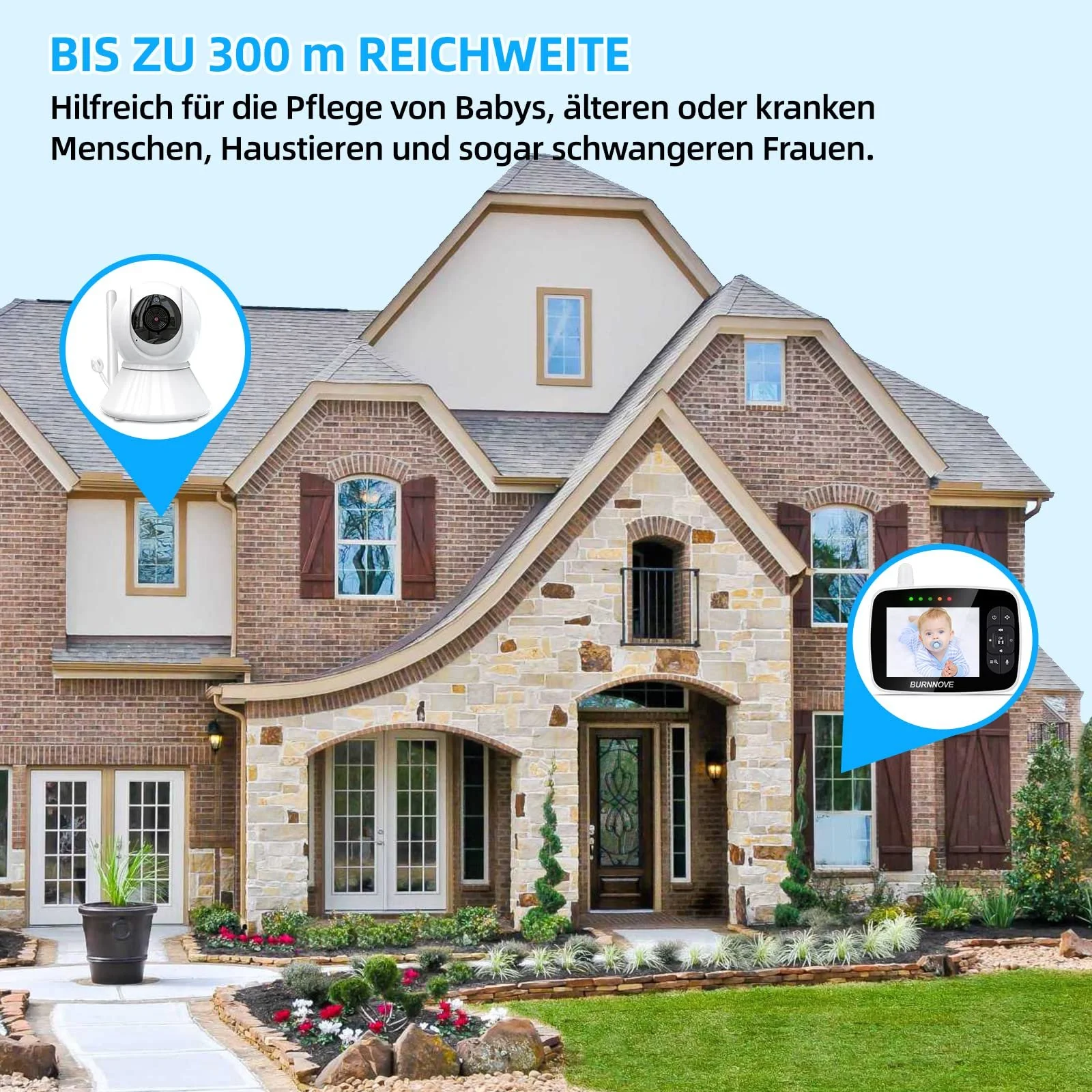 Відеоняня BURNNOVE 3.5" 355° Pan & 120° Tilt 2x Digital Zoom Нічне бачення Інтерком ECO Mode, фото №7 Відеоняня BURNNOVE 3.5" 355° Pan & 120° Tilt 2x Digital Zoom Нічне бачення Інтерком ECO Mode, фото №7