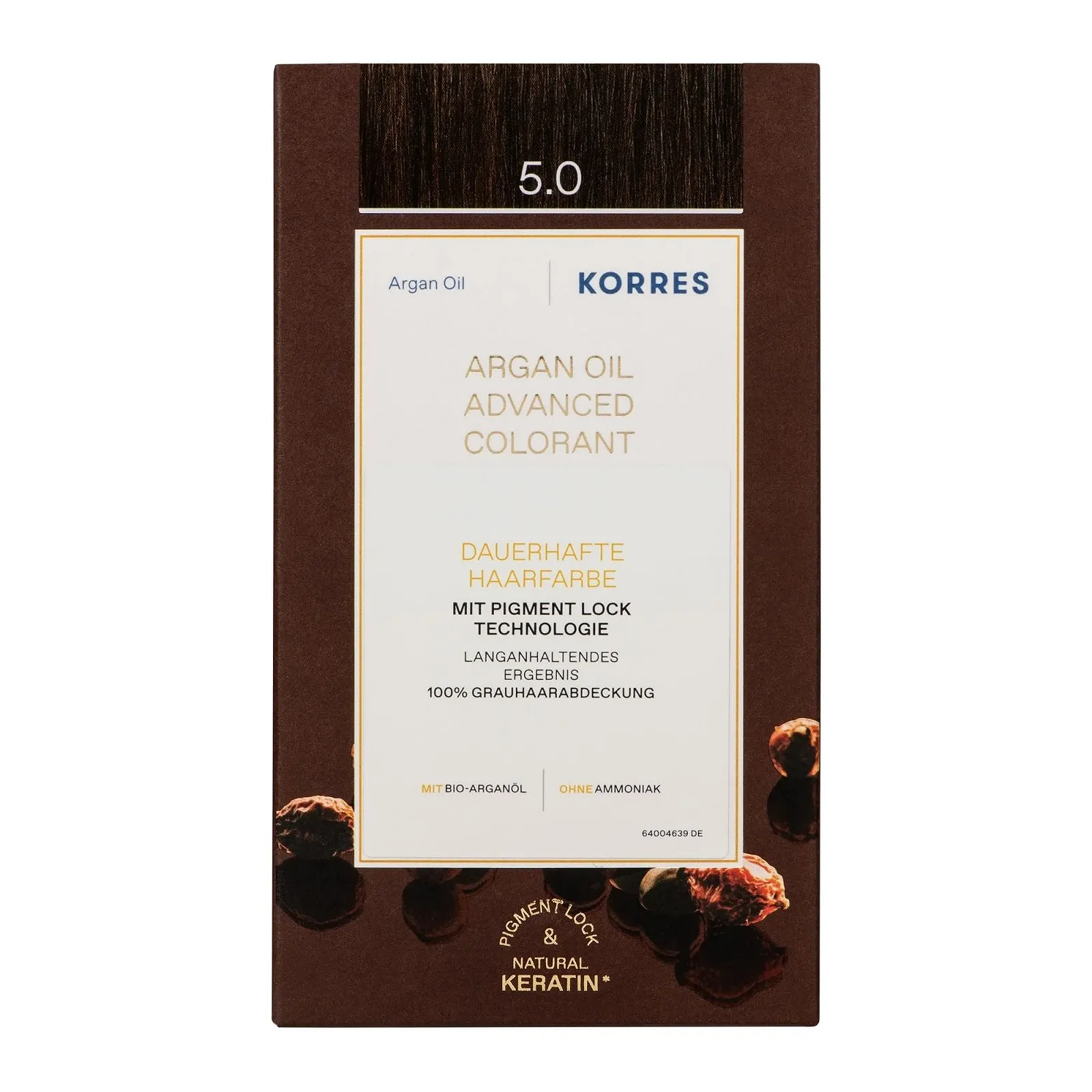 Фарба для волосся Korres Argan Oil Advanced Colorant 5.0 Світло-коричневий, 145 мл, фото №1