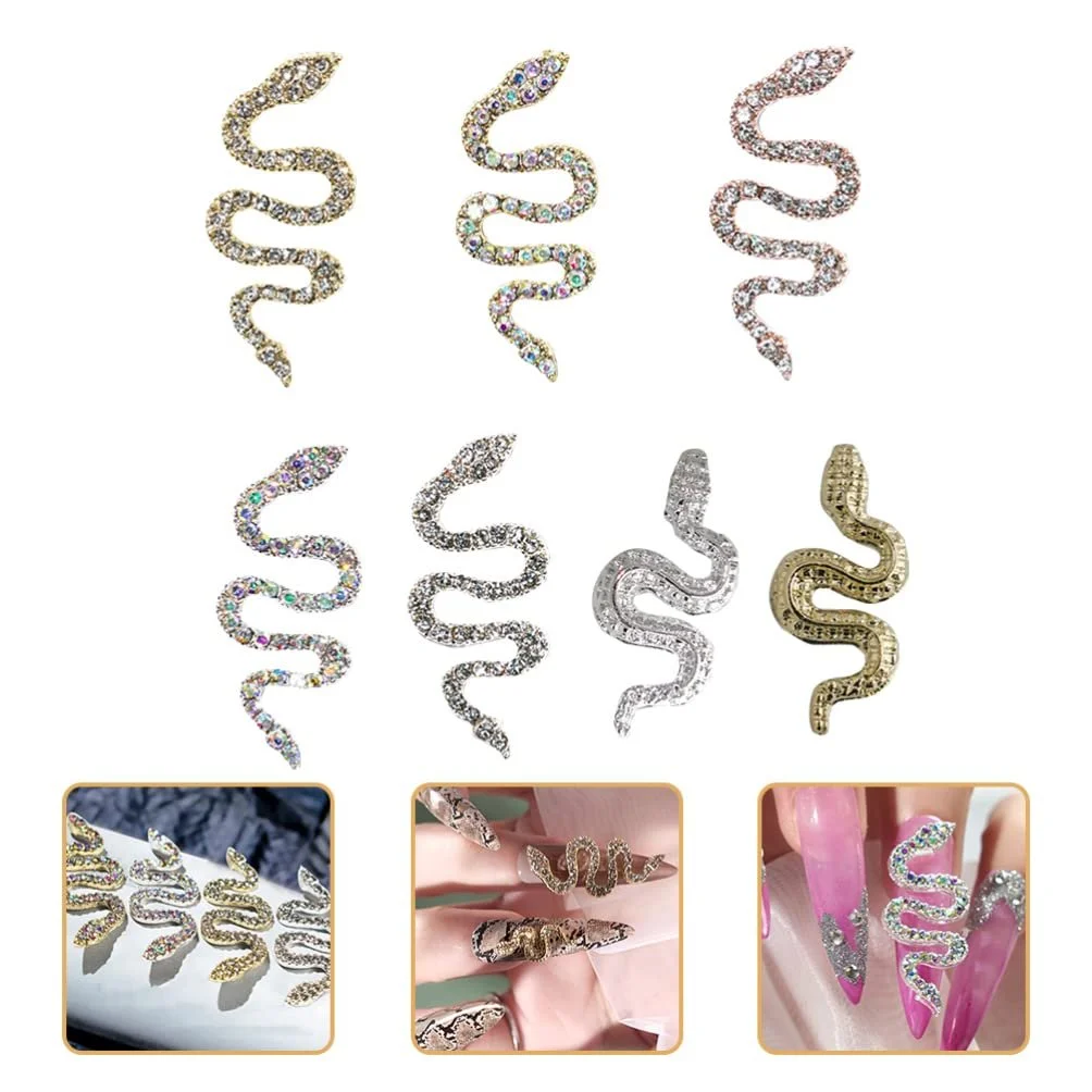 Підвіска для нігтів Lurrose змія зі сплаву 7 шт, підвіска для манікюру, фото №2 Підвіска для нігтів Lurrose змія зі сплаву 7 шт, підвіска для манікюру, фото №2