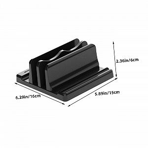 Вертикальная Подставка для Ноутбука с Двойным Слотом Регулируемая Прочная Настольная Подставка Органайзер для Ноутбуков Планшетов и Кулинарных Книг Черная synthetic.ua - Фото 1