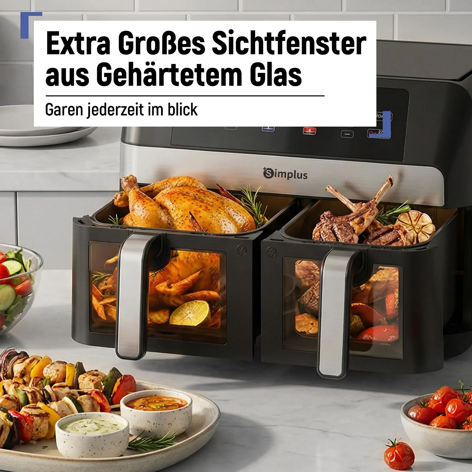 Мультипіч SIMPLUS 10 L Double Basket 11 програм 1800 W LCD Touch Screen, фото №4 Мультипіч SIMPLUS 10 L Double Basket 11 програм 1800 W LCD Touch Screen, фото №4