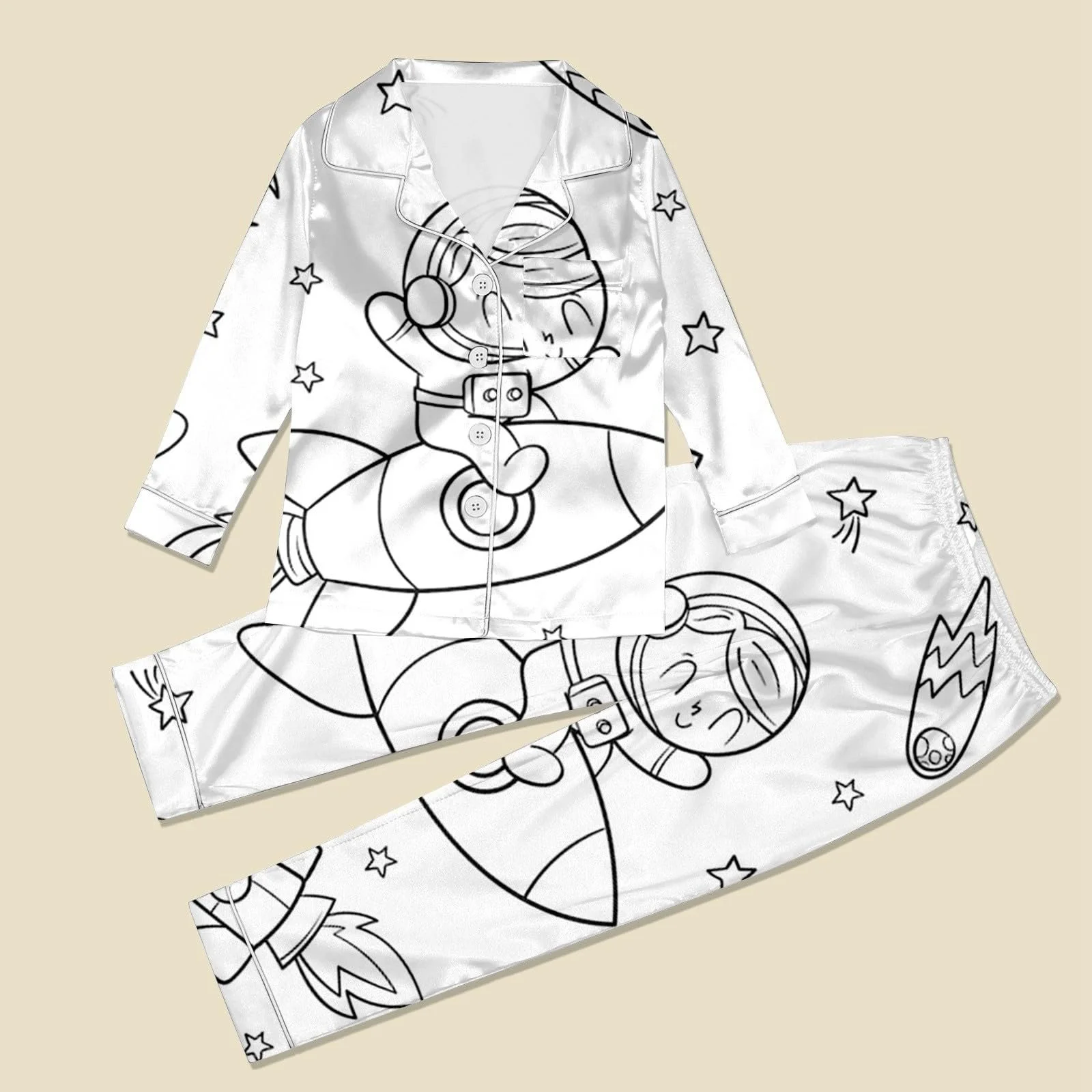 Детская пижама для раскрашивания Мультяшный принт Комплект Домашняя одежда, фото №6