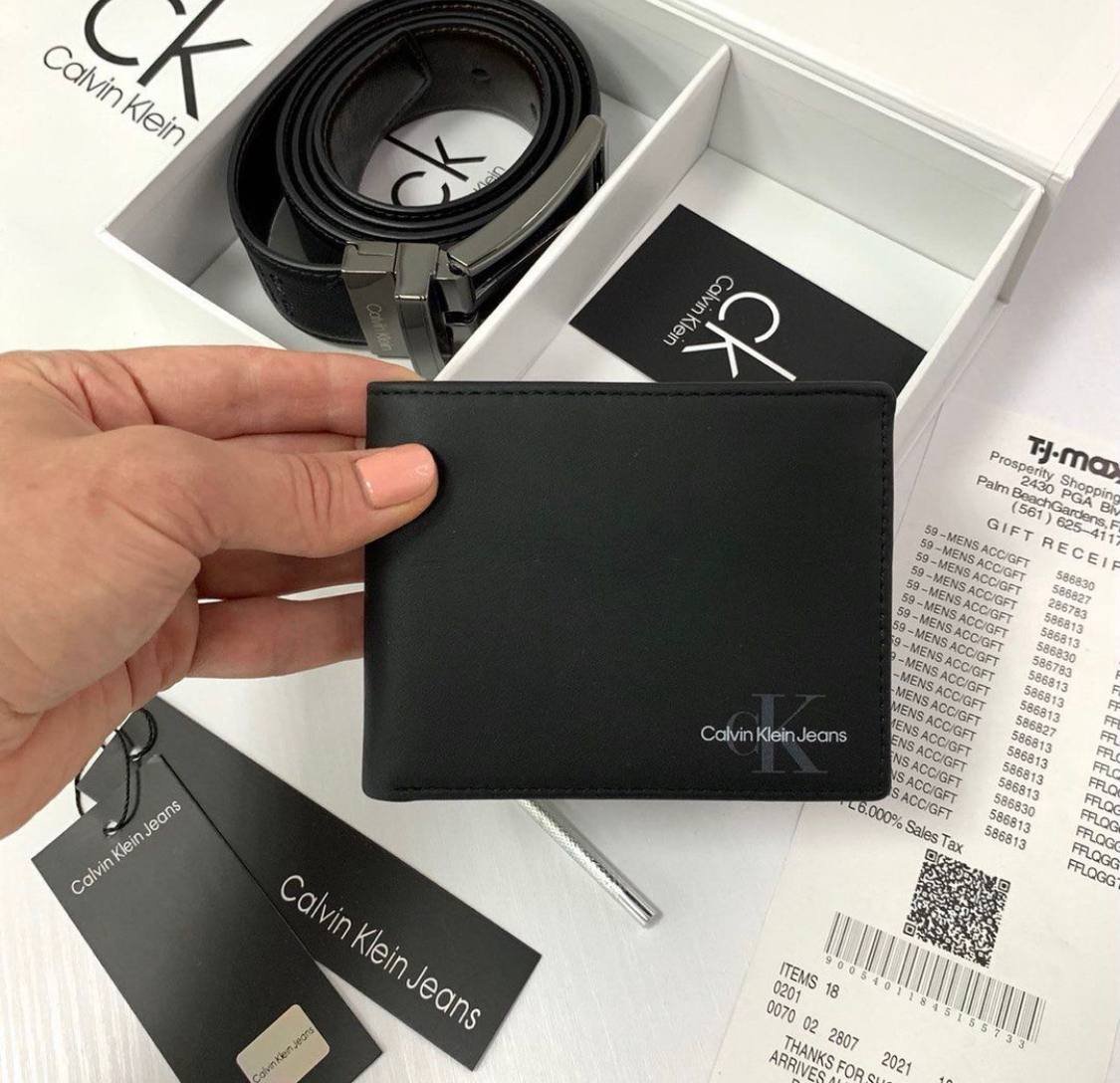 Мужской подарочный набор кожаный ремень и портмоне Calvin Klein, фото №3